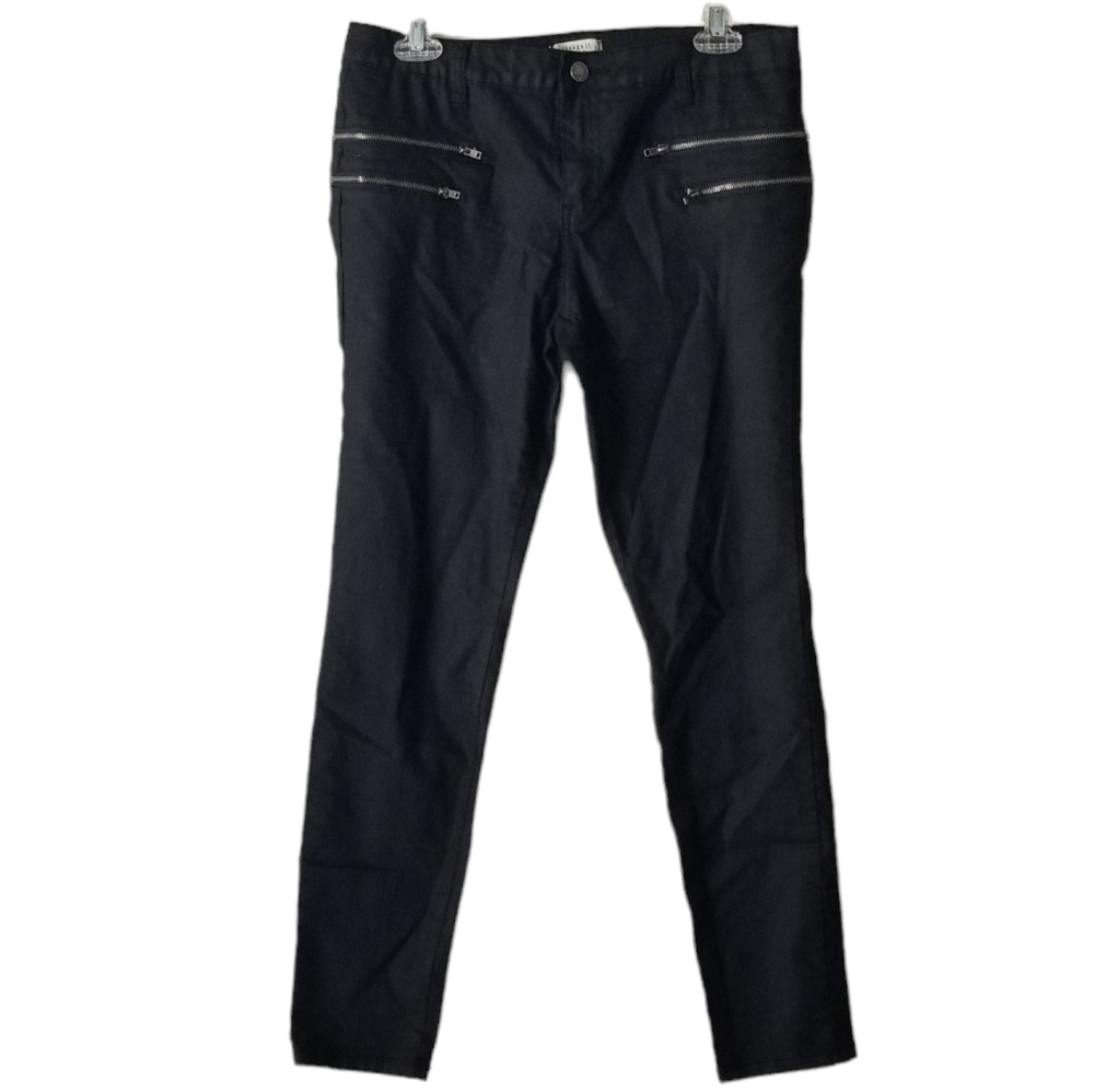 Forever 21 Black Skinny Moto Jeans with Zipper Detail Size 29